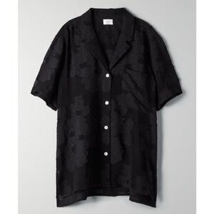 NWT Wilfred Aritzia Atticus Black Sheer Button up Floral Blouse Size XS